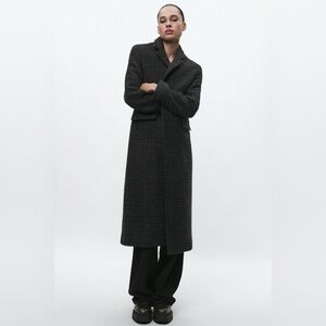 ZARA MANTECO WOOL BLEND CHECK COAT